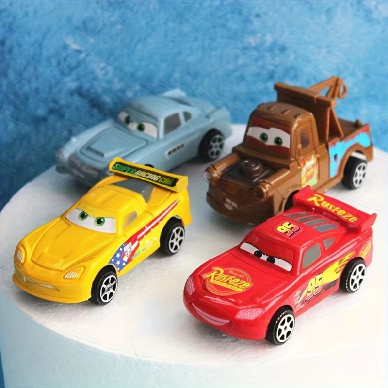 4pcs Disney Pixar Cars Lightning McQueen Car Model Toy Mini Simulation Race Car Vehicle Collectible Toy Gift for Kids Boys