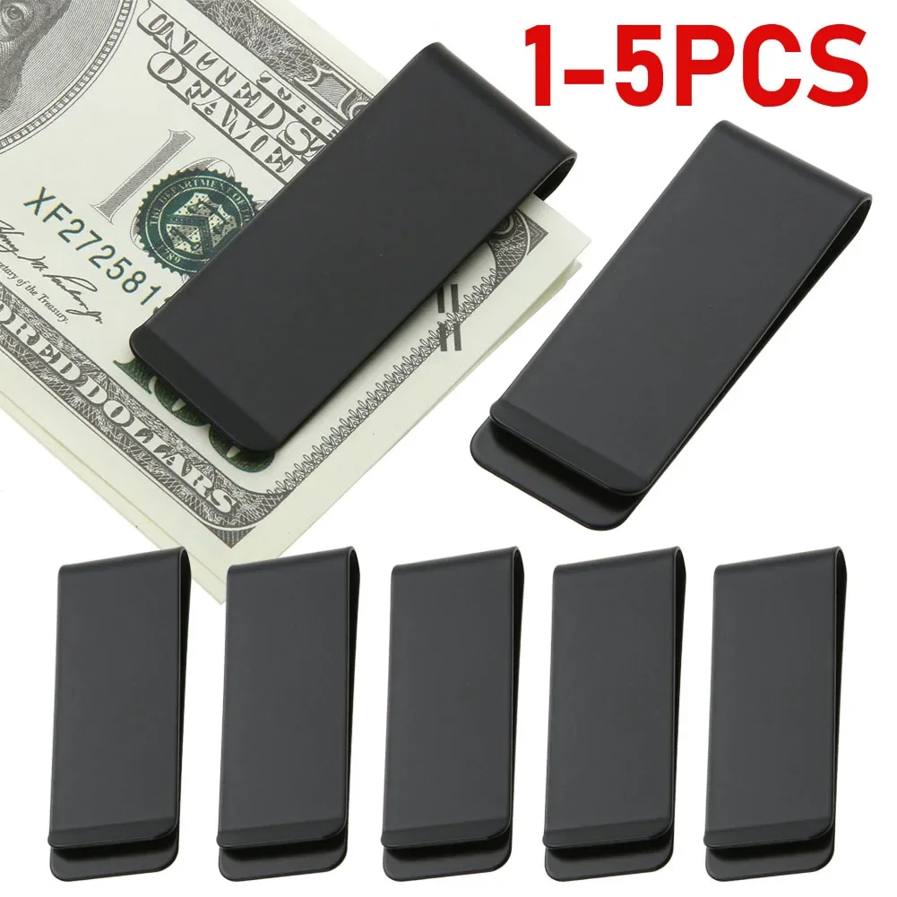 1-5pcs Stainless Steel Metal Money Clip Creative Banknote Clip Belt Personality Bookmark Clips Wallet Ticket Folder