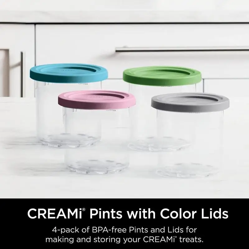 4 Piece Ice Cream Maker Creami Pints And Lids Silicone+Plastic As Shown For  Ninja NC500 NC501 Series - AliExpress