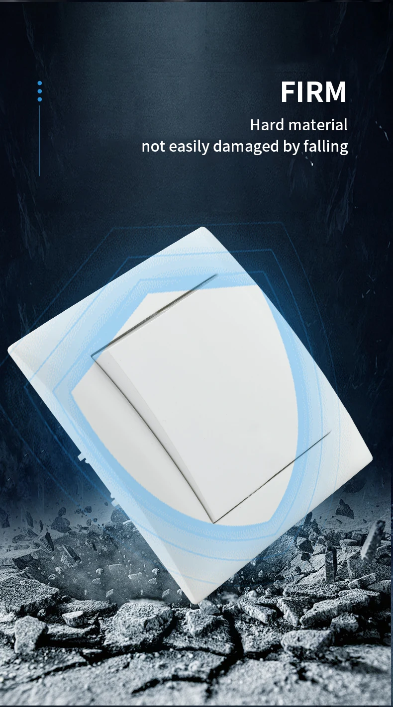 Description Picture 5 of itemWhite Classic Flame Retardant Plastic Panel 1 Gang 1 Way Wall Switch On / Off Rocker Switch 16A AC 250V 86mm*86mm