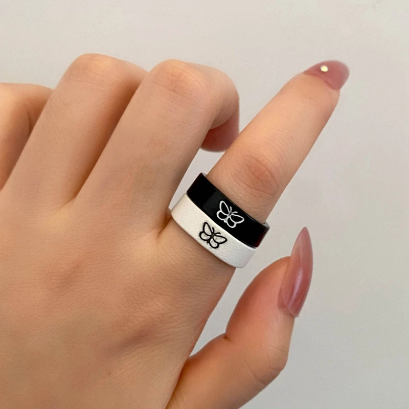 2025 Women Fashion New simple paired rings for men and women, 2 pieces, Combination ring, wind, artificial tree, lover's ring_voghion.com