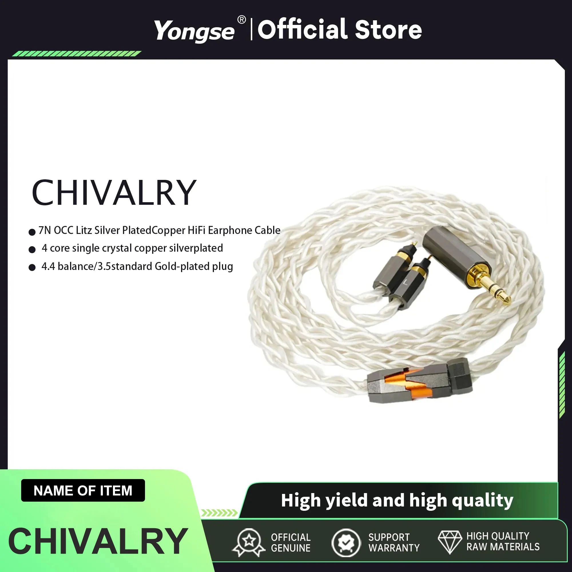 

YONGSE Chivalry флагманский 7N OCC HiFi кабель для наушников Litz посеребренный отожженный медный мужество зима NEKO KATO Flame 1,3