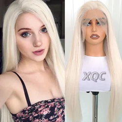 Platinum Blonde Straight Lace Front Glueless Synthetic Wig - 26inches (#60)