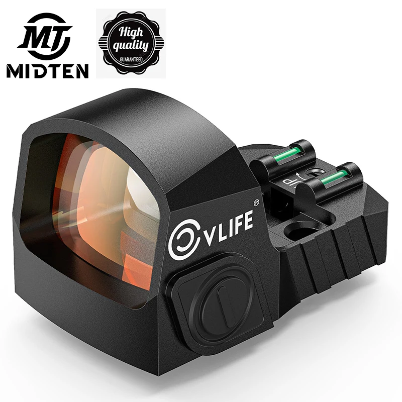 MidTen WolfCovert Motion Awake Red Dot Sight RMS RMSC MOS 2MOA Open Sight Shockproof Adapter Plate 21mm Picatinny Base