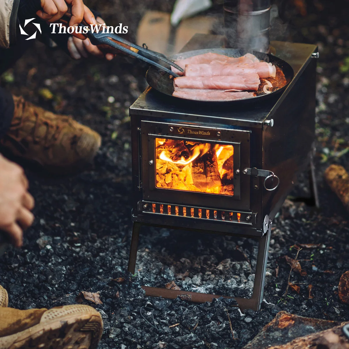 TOMOUNT チタン 薪ストーブ 折り畳み式 二次燃焼 厚さ1mm 3M煙突