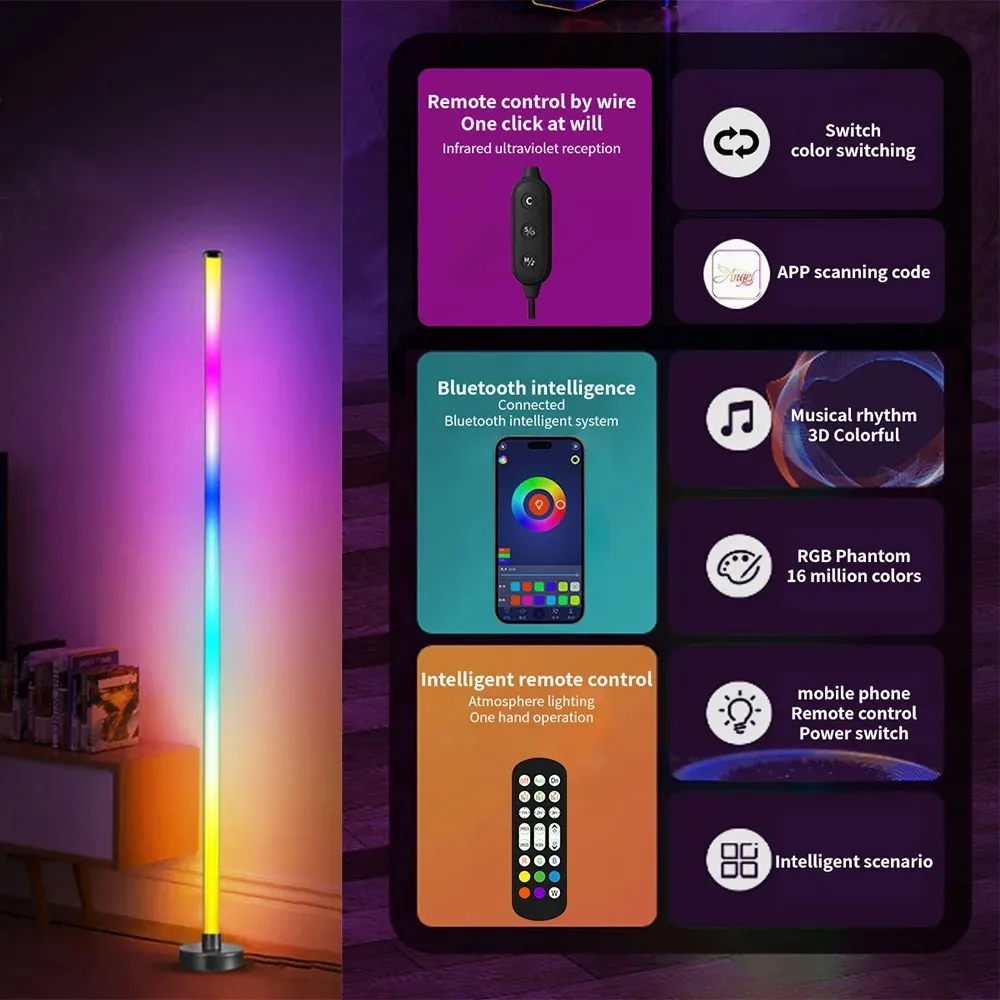 RGB LED Corner Floor Lamp