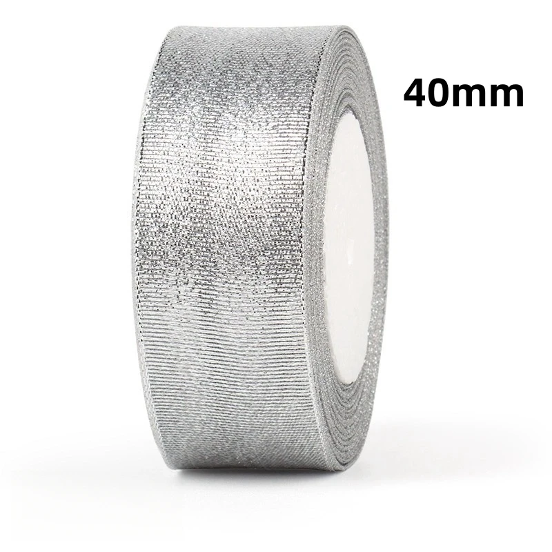 Gold Silver Glitter Ribbon - 25 Yards for DIY Crafts, Gift Wrapping, and Decoration
