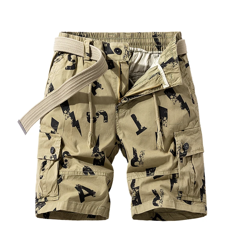 Fashionable Printed Multi-Color Workwear Shorts Men's Summer 2024 New Multi-Pocket Pants Loose Straight Casual Shorts