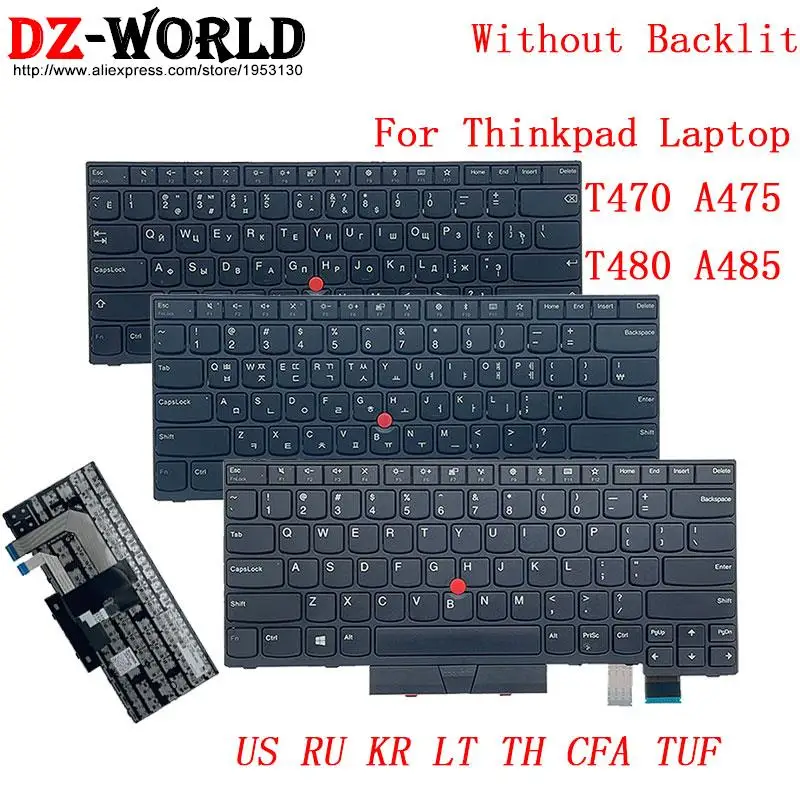 Cfa Tuf Teclado para Lenovo Thinkpad T470 T480 A475 A485 Laptop Russo Coreano Tailandês 01ax446 01ax387 01ax396 us ru kr lt th