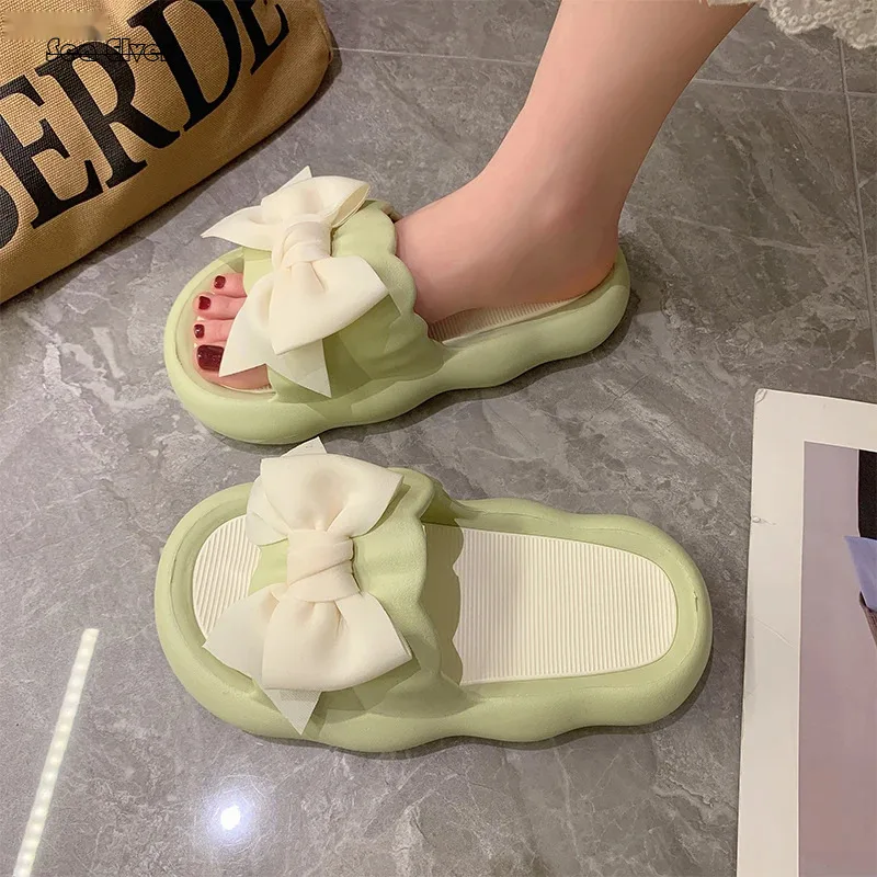 

Women's 2024 New Soft Sole, Anti slip, Cute Bow, Sweet Slippers for Traveling and Vacation Fashion, Paired with Beach Shoes