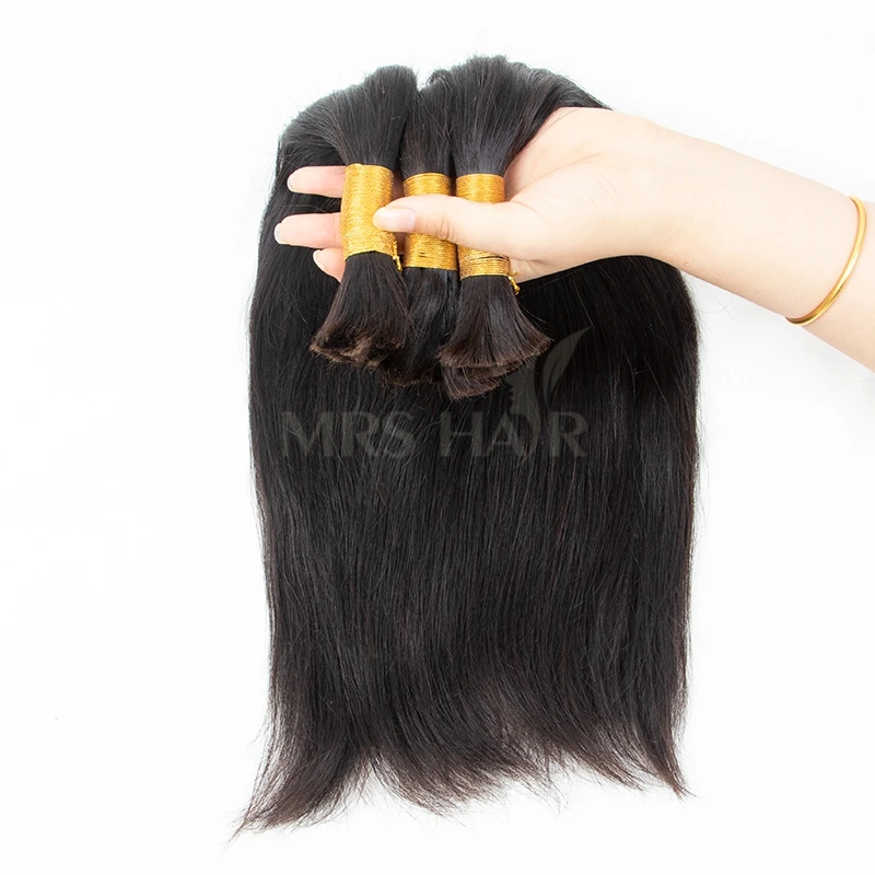 Hair Bulk Natural Black Human Hair Bundles No Weft Silk Straight Extension 12-26 Inch 50g/Bundle Bulk Extension DIY