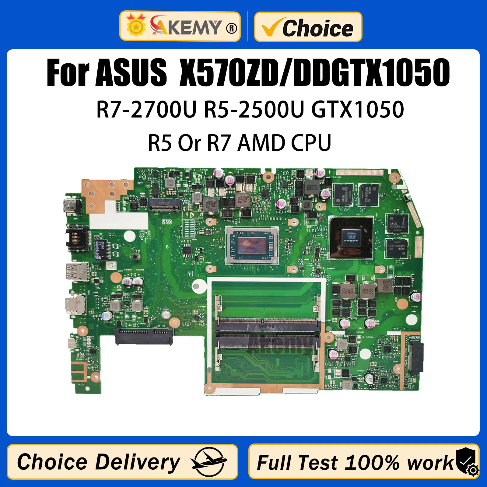 

AKEMY X570ZD Mainboard With R7-2700U R5-2500U GTX1050 For ASUS TUF X570DD K570ZD YX570Z YX570ZD Notebook Motherboard 100% Test