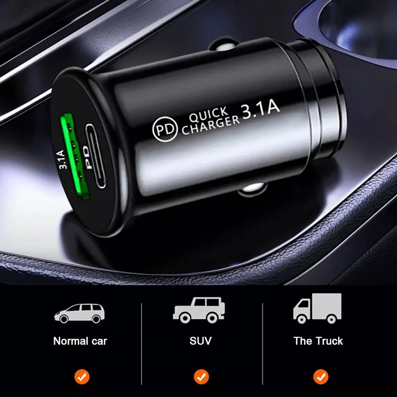 3.1A Fast Car Chargers USB PD Type C QC 3.0 Outlet Adapter Fast Charging  For 12V 24V Car Truck Boat RV Motorcycle 12V/24V - AliExpress