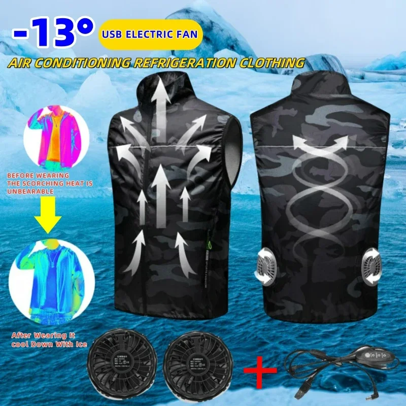 Men's Cooling Vest with Fan - Outdoor Air Conditioner Jacket USB Rechargeable Sun Protection Work Wear for Summer Hiking Fishing