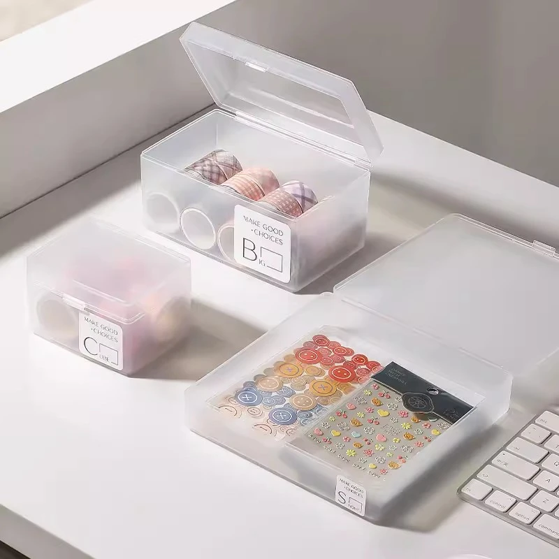 Desktop Stationery Boxes Kpop Photo Card Holder Transparent Storage Box Office Organizer Box Idol Photo Storage Case 6