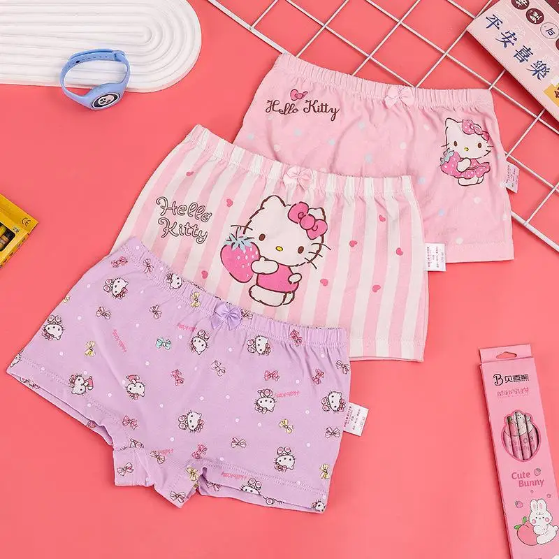Anime Kawaii Sanrio Hello Kitty Panties Girl Cute Pattern Briefs Children  Cartoon Breathable Antibacterial Cotton Pants Gift