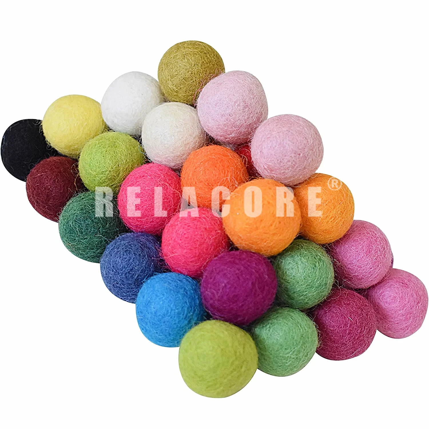 Wool Felt Balls - 50 Pieces, Hand-Felted Wool Pom Poms, Pure Wool Beads