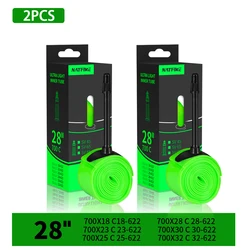 Ultralight TPU Bike Inner Tube with French Valve - Super Lightweight for Road and MTB Bicycles (Green 2pcs)