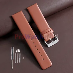 Genuine Leather Watch Strap with Gold Buckle - Soft, Universal Fit in Black, Brown, Grey, or Blue - 18mm (Brown - Silver)