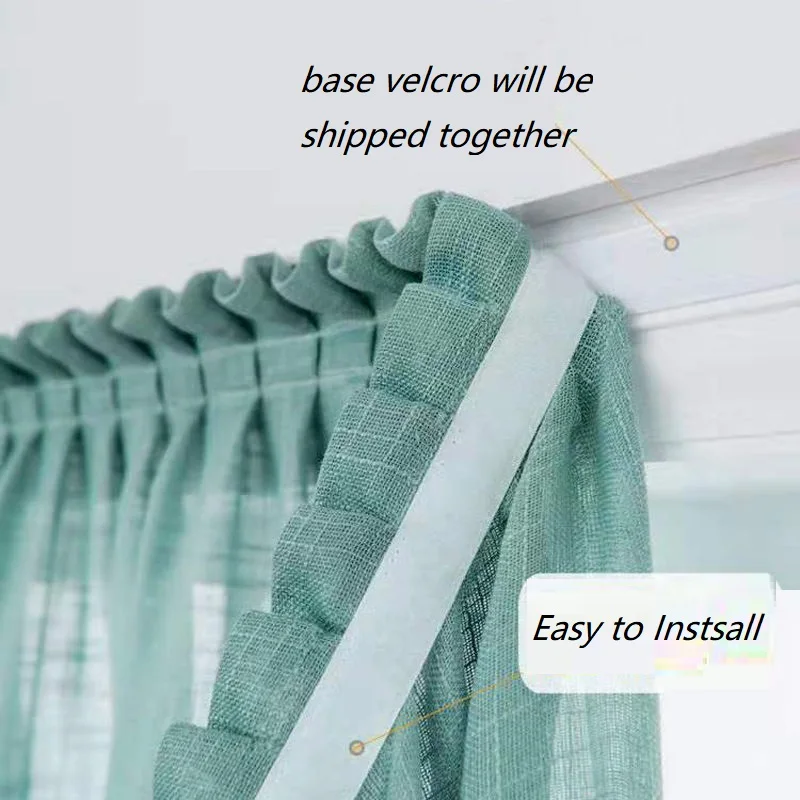 Premium Linen Texture Magic Paste Curtains Easy Install Solid White Tulle Door Kitchen Window Drapes Sheer Solid Grey Cortinas