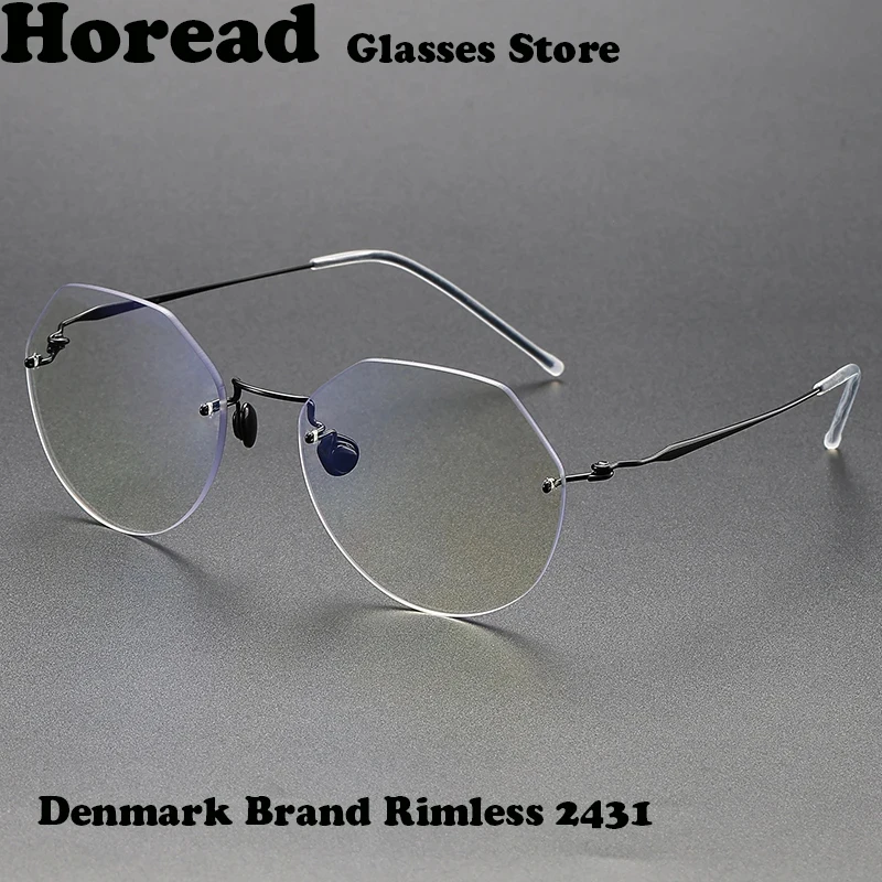 

Denmark Fashion Rimless Glasses Frame Pure Titanium Men Women Frameless Ultralight Optical Eyewear Gafas Eyeglasses Spectacles