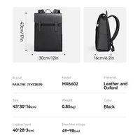 Mark Ryden Classic Business Work Black Leather Backpack 15.6 Inch Laptop Waterproof Bag School Bags Business bacbackpack for men - Image 6