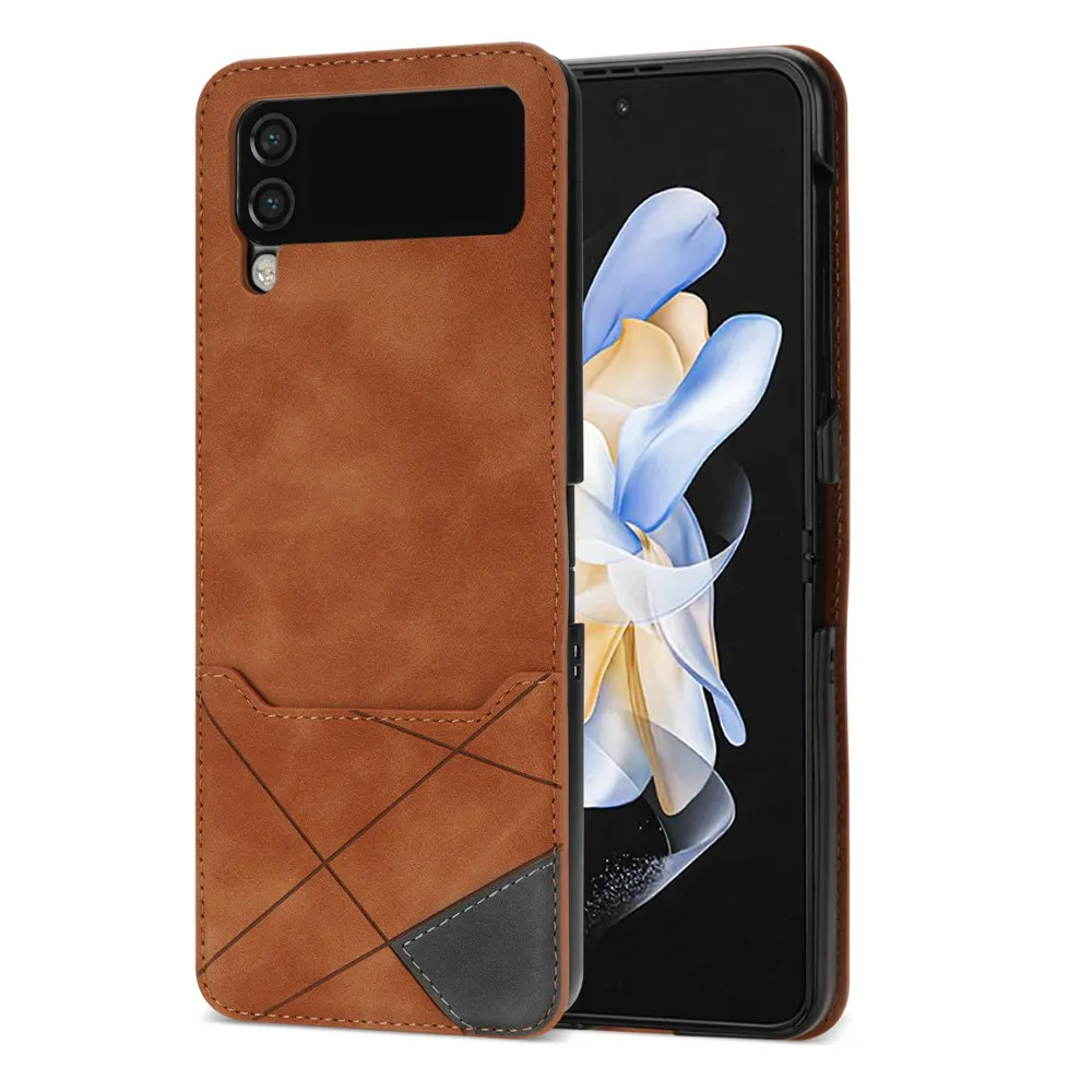 Elegant Splicing Line Leather Wallet Phone Case with Credit Card Slots