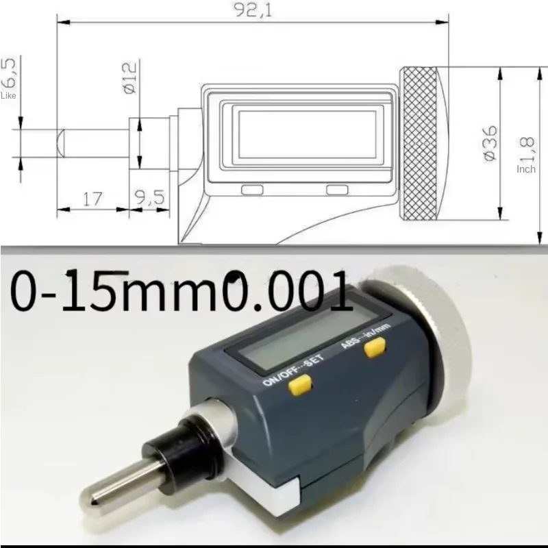 

Высокоточная цифровая Микрометрическая головка 0-15 мм 0-25 мм с разрешением 0001, измерительный инструмент для промышленного использования