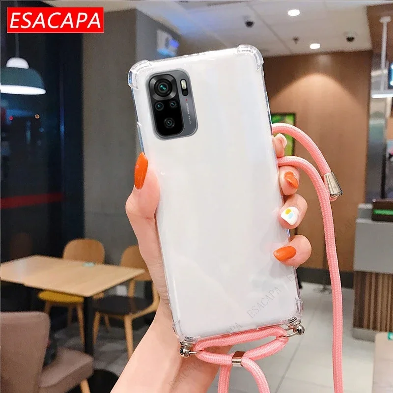 Transparent Shockproof TPU Crossbody Lanyard Case with Strap Cord Necklace