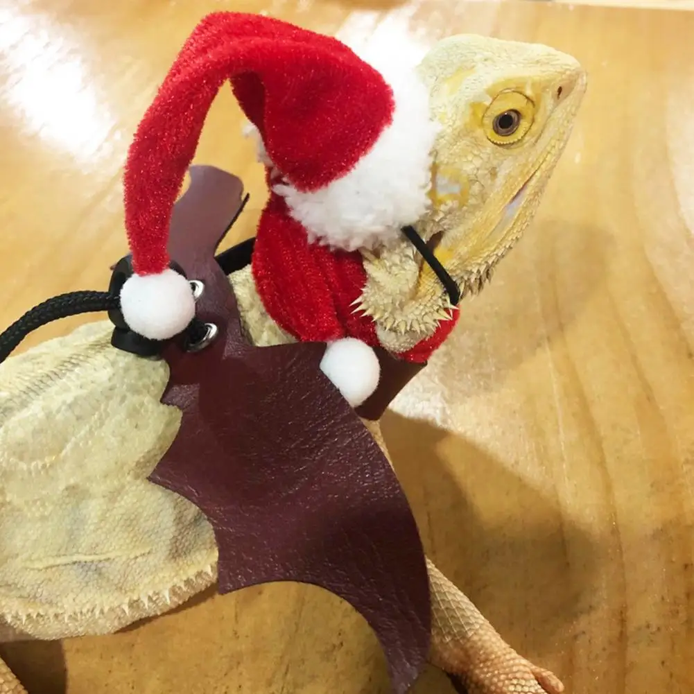 Pet Headgear 1 Set Reptile Hats with Scarf for Holiday Dress Up Bearded Dragon Lizard Amphibians small animal clothes pet headgear