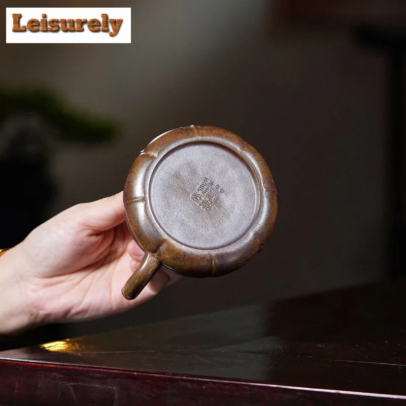 230ml Yixing Purple Clay Teapots Handmade Pot Raw Ore Dragon Kiln Wood Burning Mud Tea Maker Kettle With Strainer Zisha Tea Set