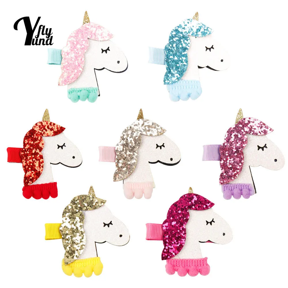 

Yundfly 1PCS Unicorn Horn Horse Rainbow Baby Girls Hairpin Boutique Hair Clips Head Accessories Kids Women Cartoon Photo Props