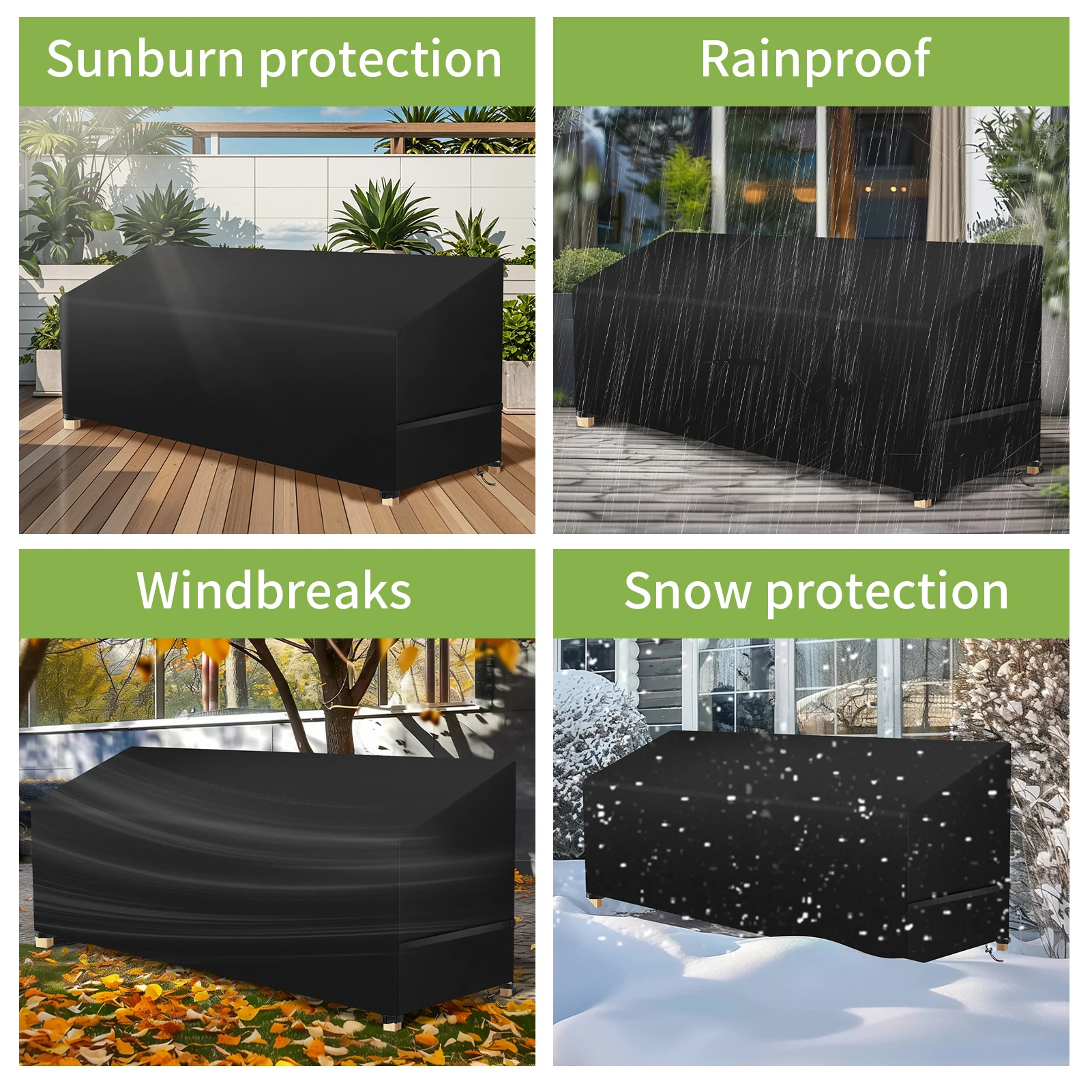 3/2/1 Seat Garden Bench Covers Waterproof Heavy Duty 210D Oxford Outdoor Bench Slipcovers with Anti-UV Patio Garden Chair Cover 5