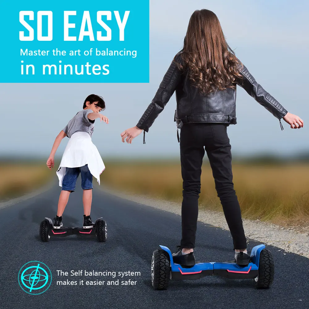 Warrior Off-Road Self-Balancing Scooter – Dual 350W Motors, 8.5-Inch Tires, Bluetooth Music Speaker, LED Lights & 10MPH Electric Hoverboard 6