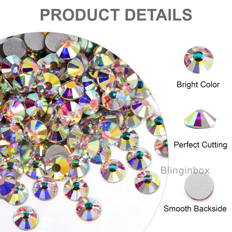 Wholesale Crystal AB Glitter Non Hotfix Rhinestones Nails Crystals uñas Diamond стразы Nail Accessories for Nail Art Nail Charms 2