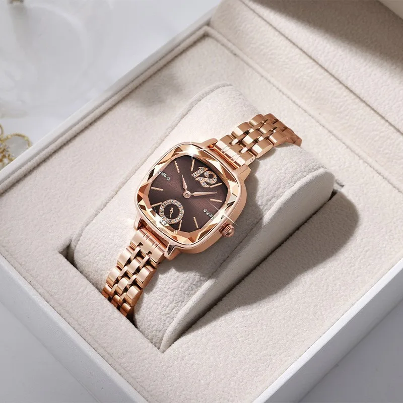 Square women's watch with diamond inlaid quartz watch 4