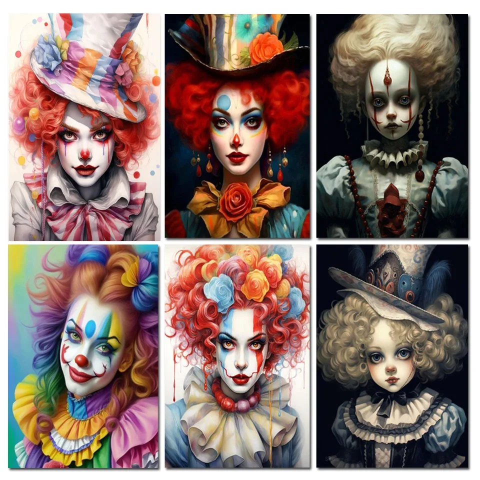 Diamond Painting Art Beautiful Clown Girls Diy Diamond Mosaic Jewelry Punto Croce Strass Handmade Cartoon Girl Home Decor