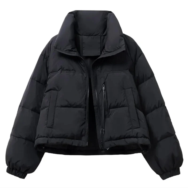 2025 New Winter Korean Loose Short Stand-up Collar Cotton Padded Jacket Women Thicken Warm Elegant Parkas Female Outwear