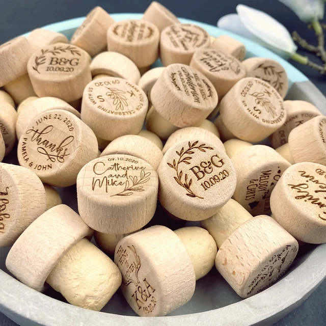 Bouchon personnalisé en bois pour bouteille de vin et champagne