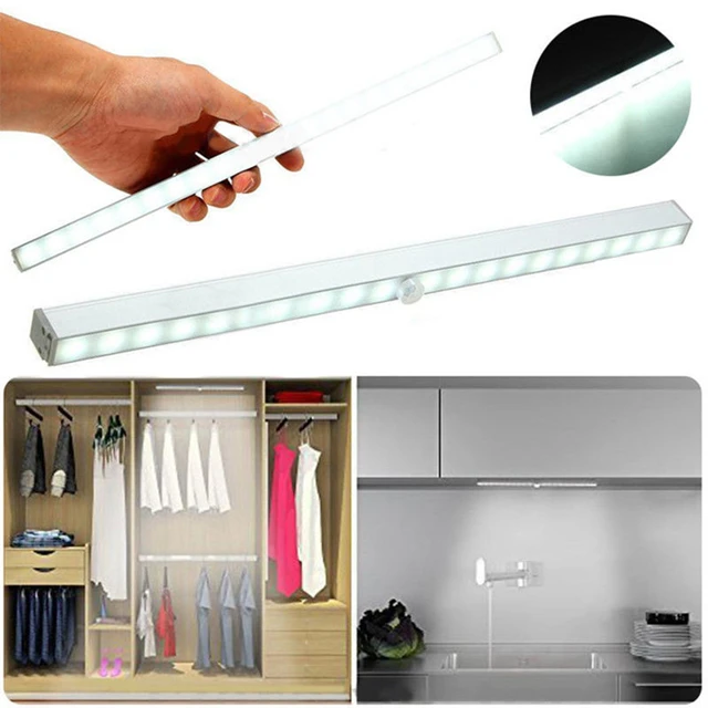 Luz nocturna con Sensor de movimiento, lámpara alimentada por pilas AAA,  almacenamiento de armario, luces de cocina, pared, escalera, armario,  pasillo, dormitorio - AliExpress