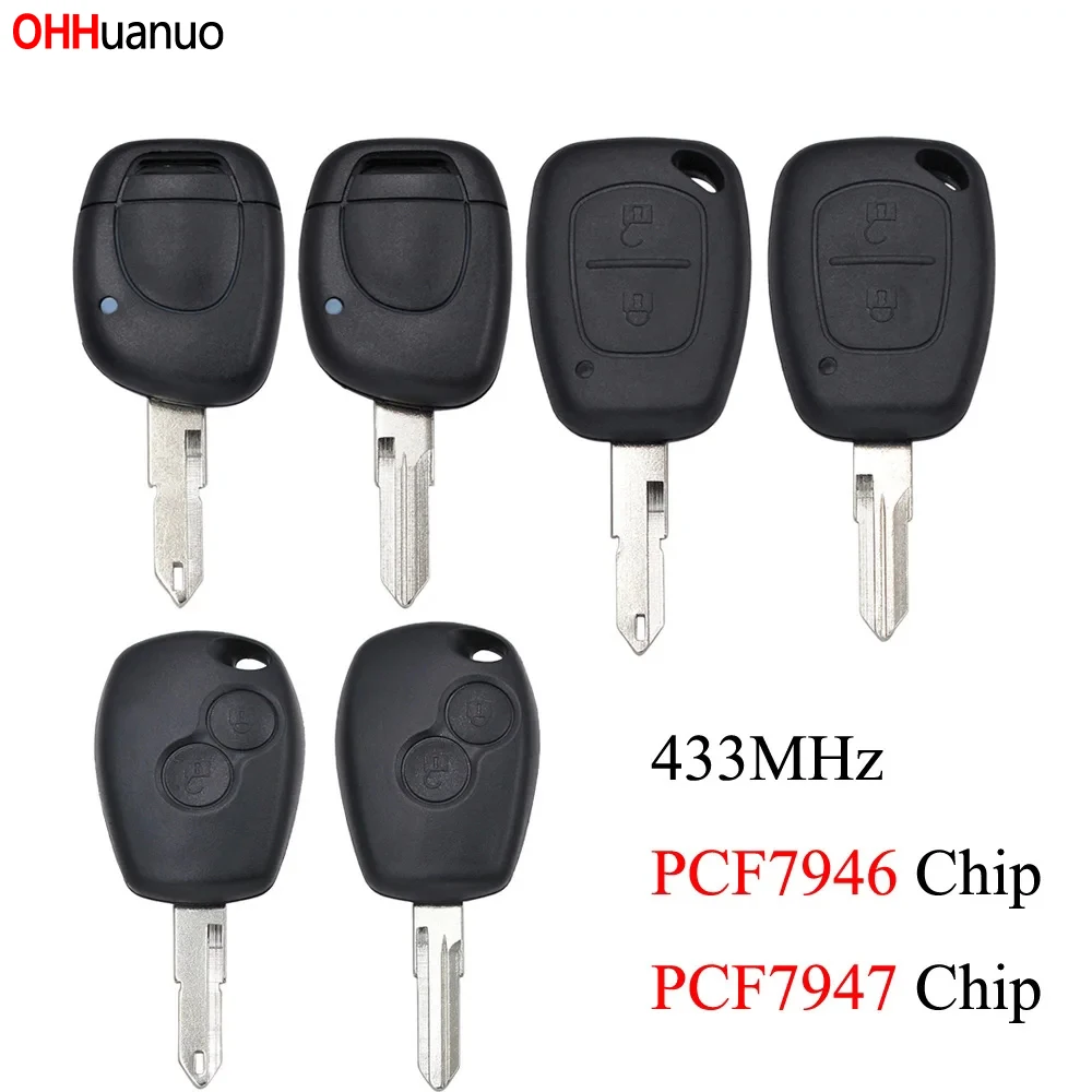 2/3 Button Remote Key Car Key Fob PCF7946 Chip PCF7947AT 433Mhz For Renault Twingo Clio Master KANGO VAC102 NE72 Blade