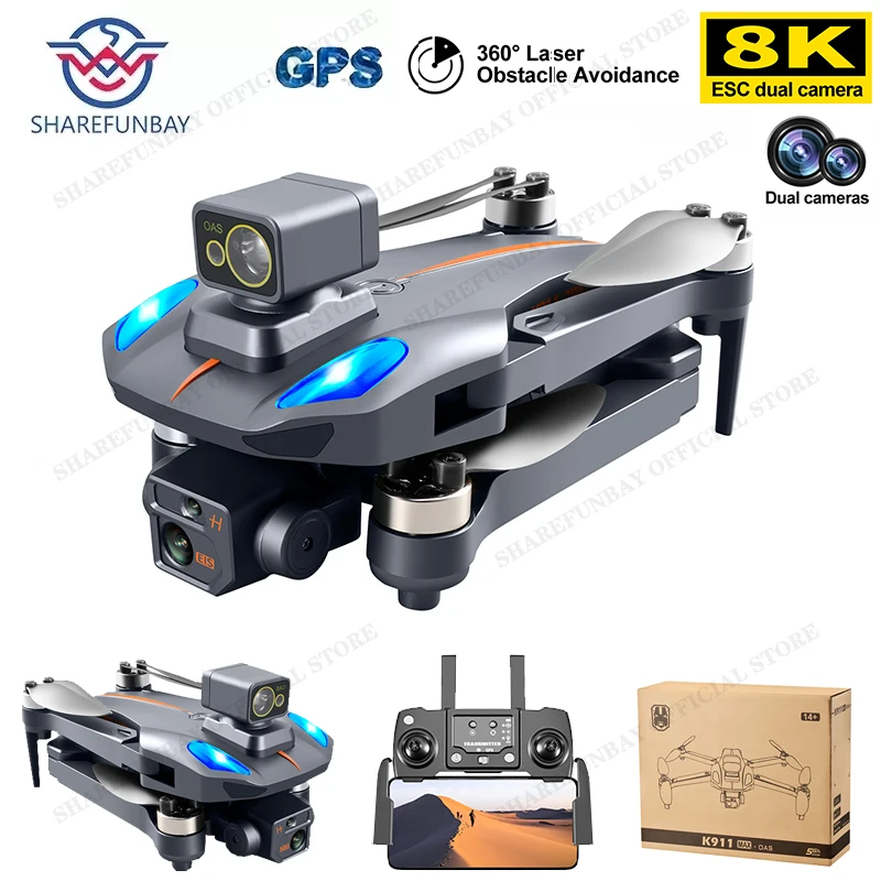 K911 MAX GPS Дрон 4K Профессиональная 8K двойная HD камера FPV 1 2 км бесщеточный двигатель RC