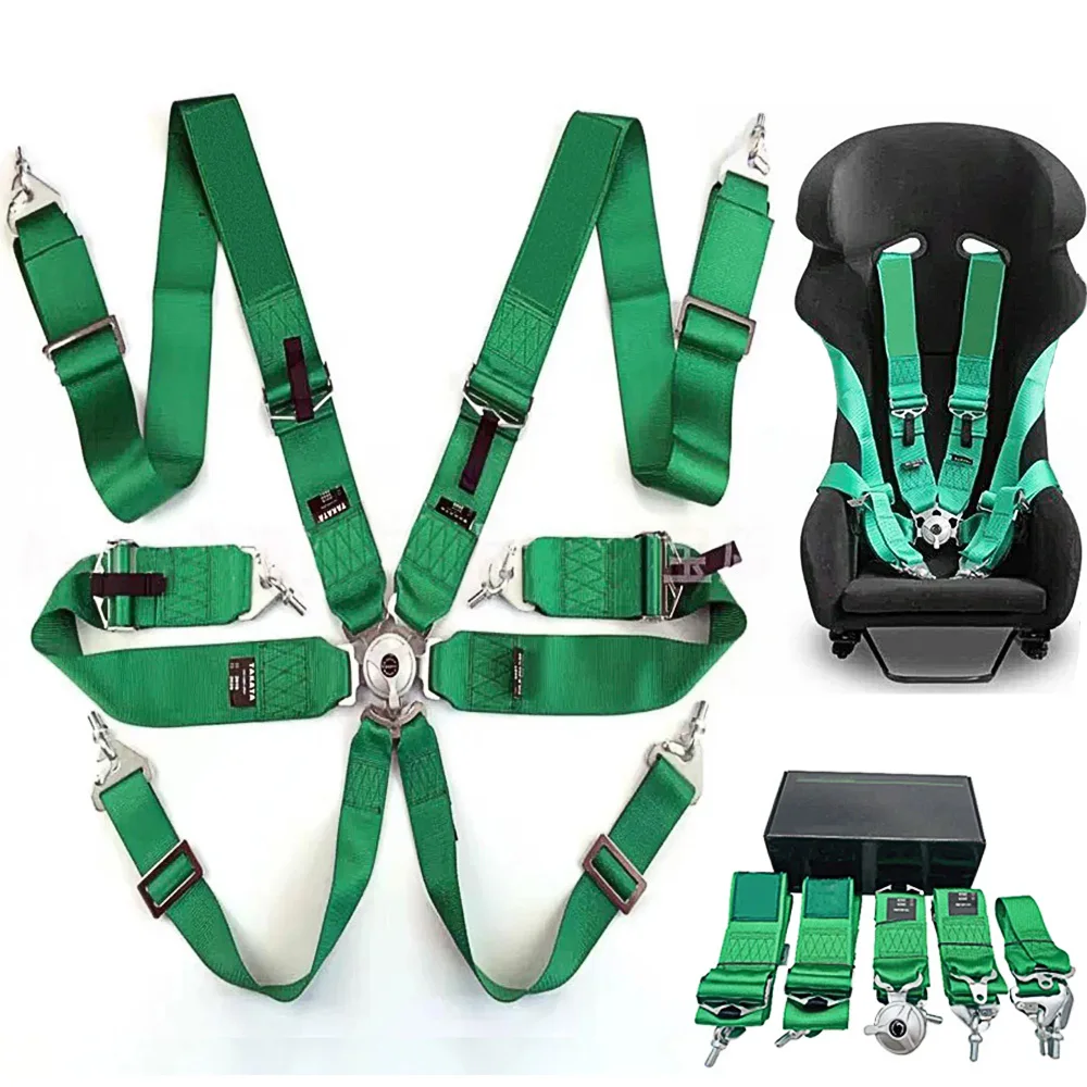 Car Seat Belt 6 Point 3Inch Racing Harness Universal Quick Release Adjustable Nylon Harness Racing Seat Belt with TAKA** Logo