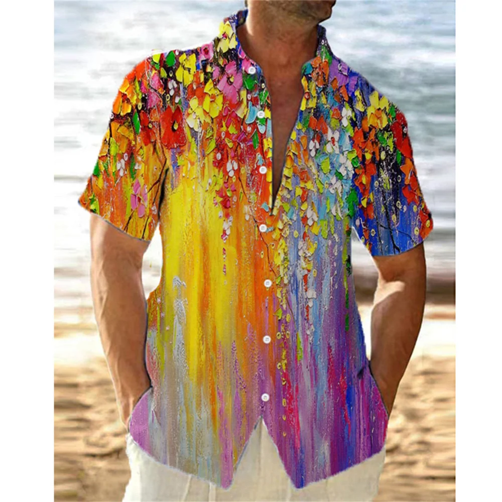thumbnail image 1 of Camisa floral de verano para hombre, estilo hawaiano, camisa de manga corta con solapa 3D para hombre, camisetas con estampado de flores de calle, camisas de playa, ropa para mujer, 1 of 4