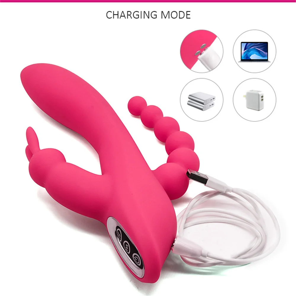 Trident Rabbit Dildo dick Vibrators Vagina Anal Sex Toys Women's Strong Vibrator penetration anal Sex Toys for Woman JoinJJtoy
