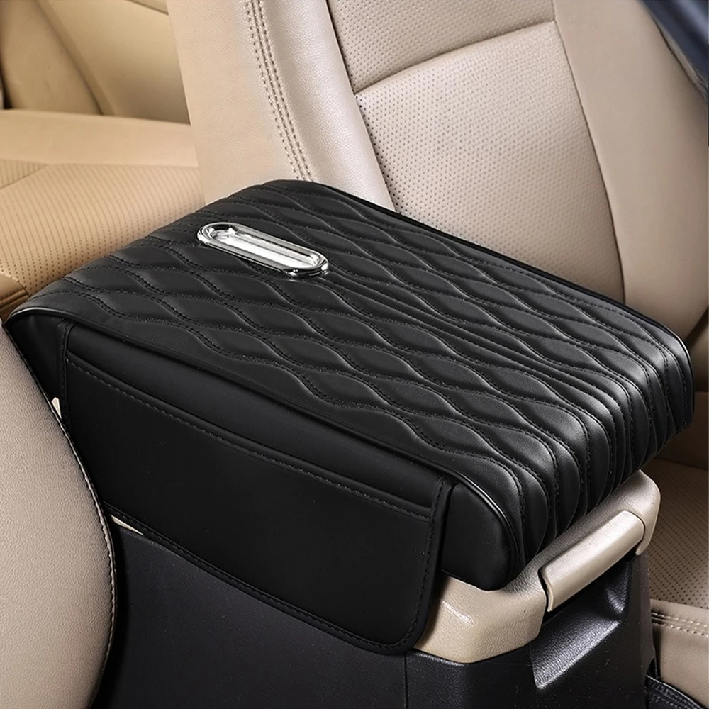 Deluxe Car Armrest Cover with Dual Side Pockets and Built-in Tissue Holder