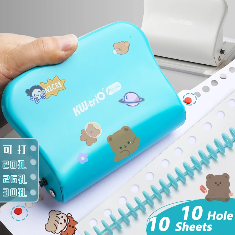 

KW-trio 10-Hole Paper Punch Handheld Metal Hole Puncher Capacity 10sheets for A4 A5 B5 for Notebook Scrapbook Diary Binding 99H5