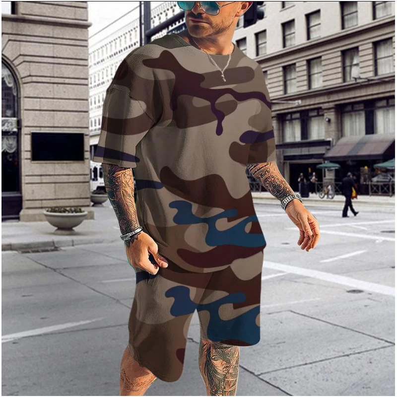 Mens Camo Casual Tracksuit Set
