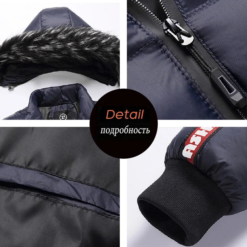 Parka coat Parkas coat Winter Men Warm Hooded Parkas Jackets Mens Windbreaker Outwear Parkas Coats Men Autumn Detachable Hat Outfits Coats Male