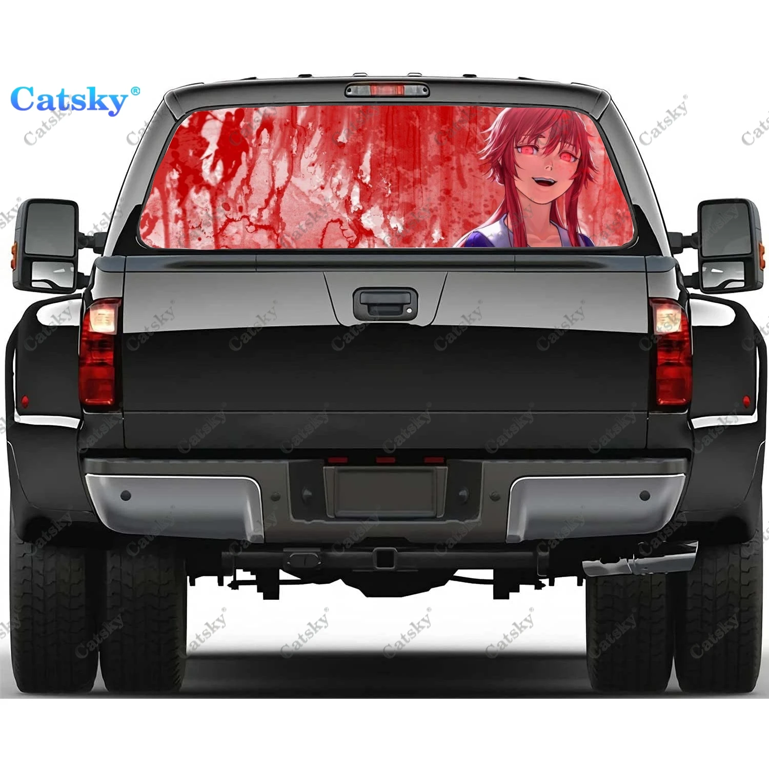

Future Diary Girl Yuno Gasai Car Rear Window Sticker Windshield Decal Truck Rear Window Decal Tint Perforated Vinyl Wrap Graphic